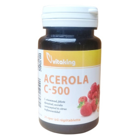 Vitaking Vitamin C-500 Acerola rágótabletta - eper ízű 20db
