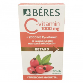 Béres C-vitamin 1000mg RETARD filmtabletta csipkebogyó kivonattal + 2000NE D3-vitamin 90db