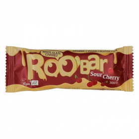 Roobar Bio Fehércsokival bevont Meggyes szelet 30g