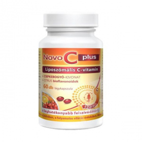 Novo C Plus liposzómális C-vitamin + csipkebógyó kivonat + citrus lágykapszula 60db