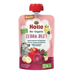 Holle bio gyümölcspüré, zebra beet - alma, banán, cékla 100g