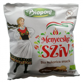 Biopont Menyecske szív, Kukorica snack, mogyorós ízesítéssel BIO 45g