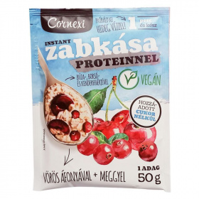 Cornexi proteines zabkása édesítőszerrel - vörösáfonyás-meggyes (vegán) 50g