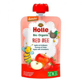 Holle bio gyümölcspüré, red bee - alma, eper 100g