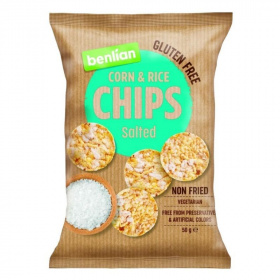 Benlian kukorica, barnarizs chips - sós 50g