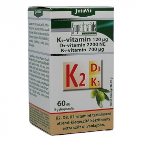 JutaVit K2-vitamin 120µg + D3-vitamin 2200NE + K1-vitamin 700µg lágykapszula 60db
